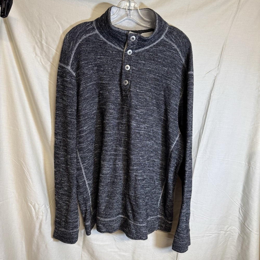 Tommy Bahama Men's 1/4 Snap Up Pullover Black White Heathered Size XL